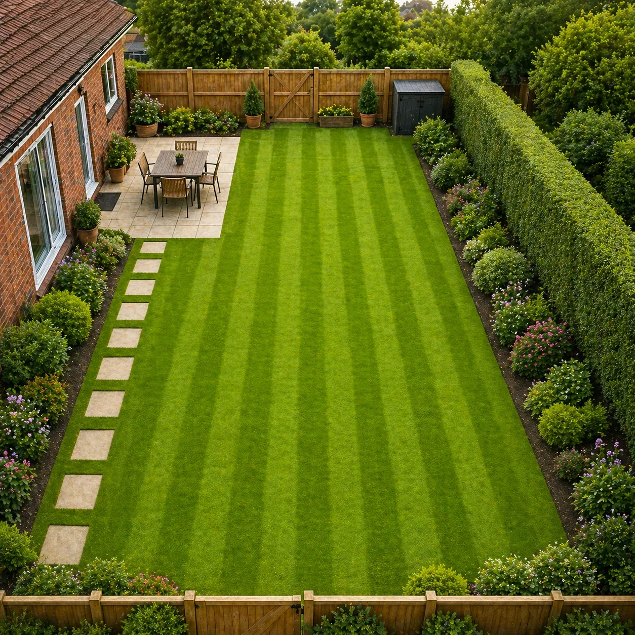 Large lawn 100 to 200 square metres